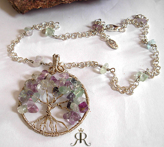 fluorite tree of life necklace